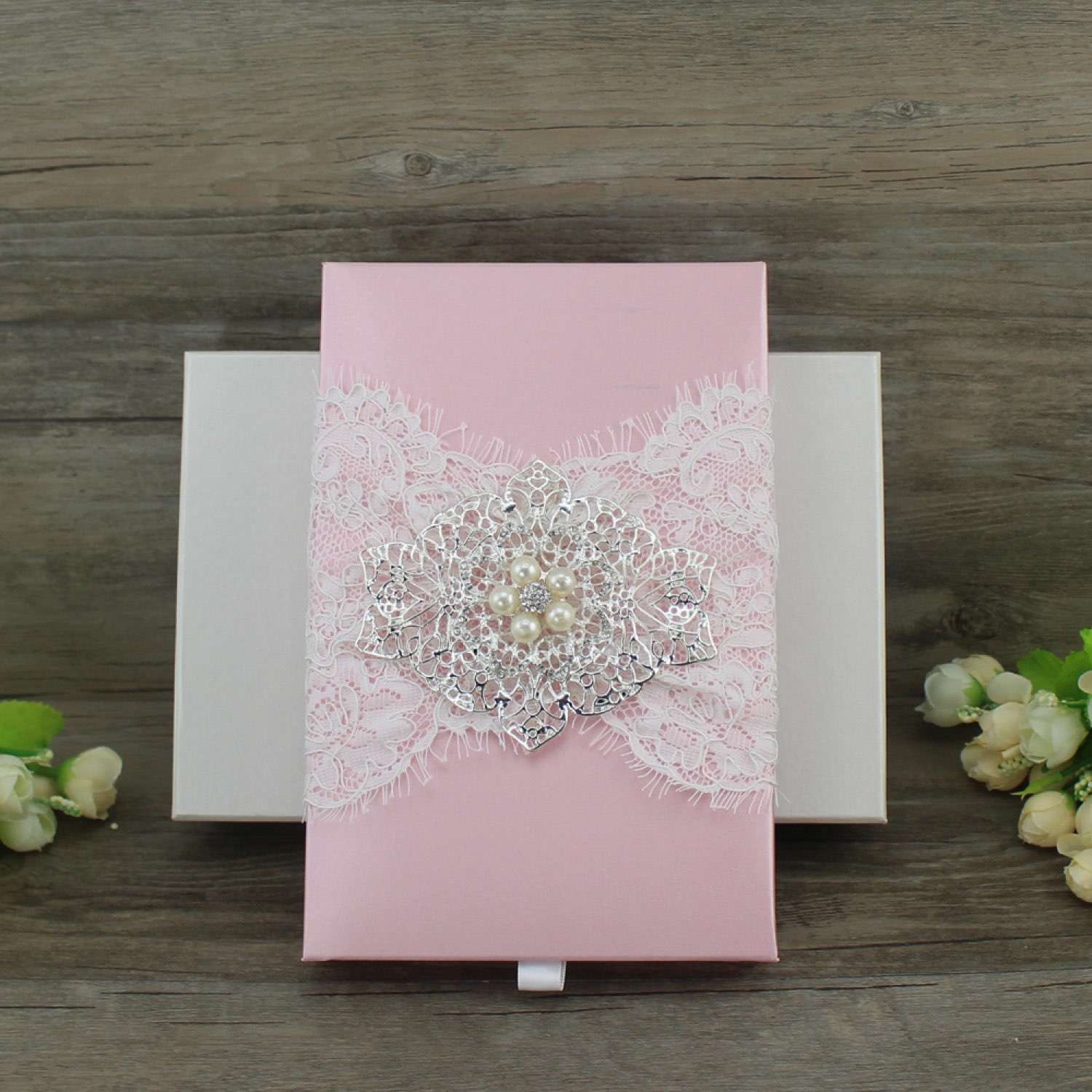 Pink Silk Box Invitation Romantic Wedding Invitation Card Personalized Custom